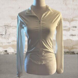 White Women's Full Zipper Fitted Top Size Medium